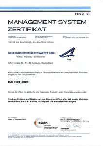 Management System Zertifikat ISO 9001:2008  